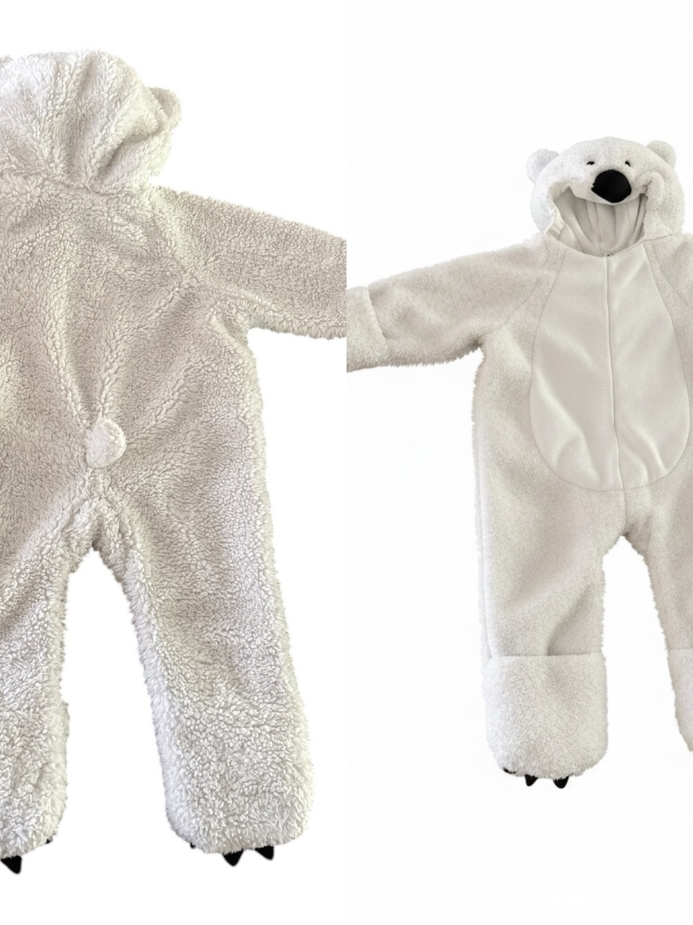 Fuzzy Bear Hooded Plush Jumpsuit One Piece Outfit White 6M Infant Pre-Owned EUC